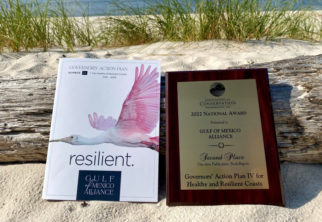 booklet and award on beach