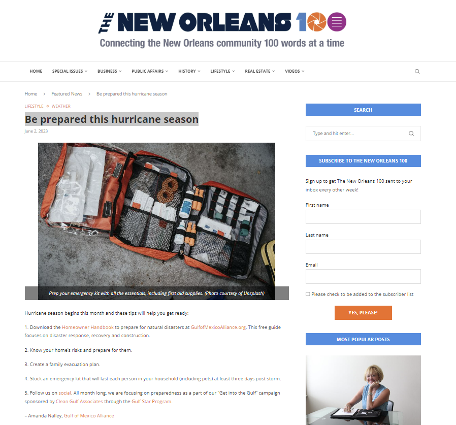 Check out our article about hurricane preparation in the NOLA 100s