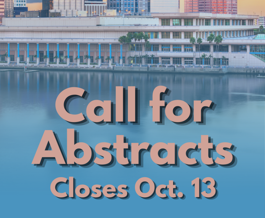 GOMCON call for abstracts text with picture of downtown Tampa